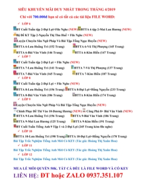 Bài tập Tiếng Anh 8 - Unit 1 Leisure activities - Đại Lợi